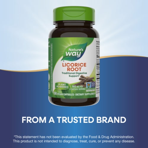 Nature's Way Licorice Root Capsules 450mg Perspective: bottom