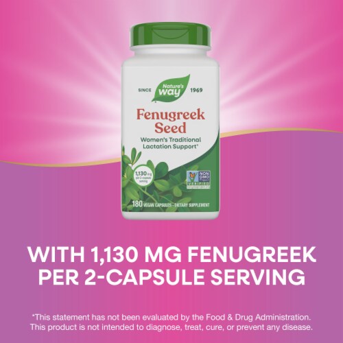 Nature's Way Fenugreek Seed Vegan Capsules 1130 mg Per 2 Capsule Serving Perspective: bottom