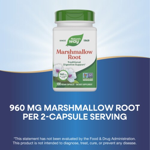 Nature's Way Marshmallow Root Capsules 960 mg per 2-capsule Serving Perspective: bottom