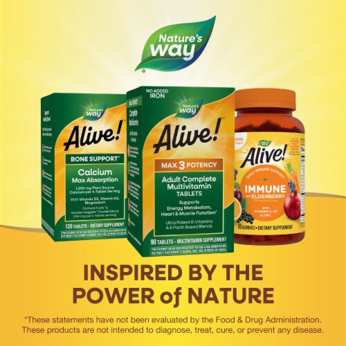 Nature's Way Alive! Max3 Potency Adult Complete Multivitamin With B Vitamins No Added Iron Tablets Perspective: bottom