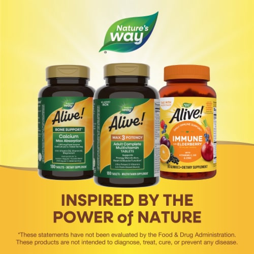 Nature's Way Alive! Iron-Free Multivitamin Max Potency Tablets Perspective: bottom