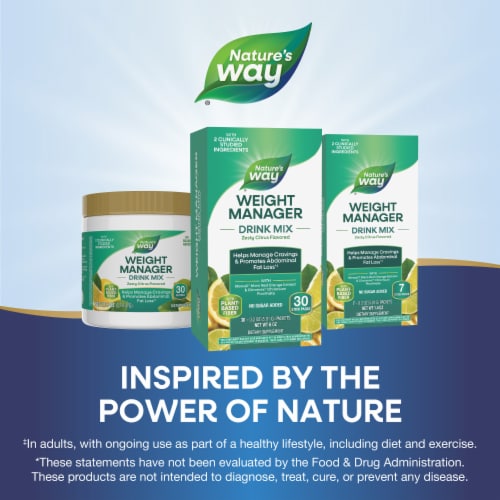Nature's Way Weight Manager Drink Mix with Plant-Based Fiber Zesty Citrus Flavored Stick Packs Perspective: bottom