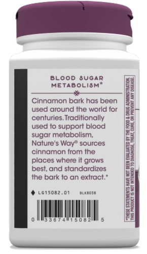 Natures Way Standardized Cinnamon Capsules Perspective: bottom