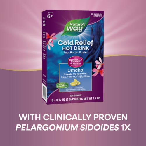 Nature's Way Umcka Cold Care Lemon Flavor Soothing Hot Drink Packets Perspective: bottom