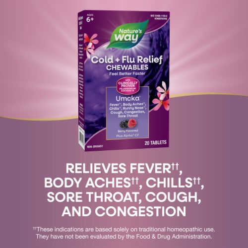 Nature's Way® Umcka® Cold & Flu Berry Flavor Chewable Tablets Perspective: bottom