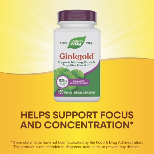 Nature's Way Ginkgold Advanced Ginkgo Extract Tablets 120 mg Per 2 Tablet Serving Perspective: bottom