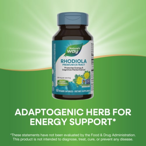 Nature's Way Rhodiola Rosea Standardized Vegan Capsules 250mg Perspective: bottom