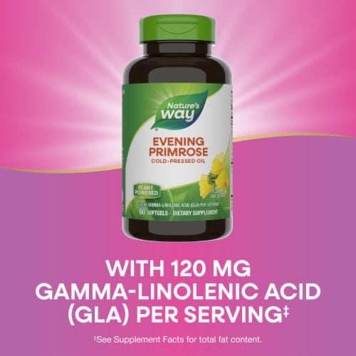 Nature’s Way Evening Primrose Oil Cold Pressed Softgels 120 mg GLA Per Serving Perspective: bottom