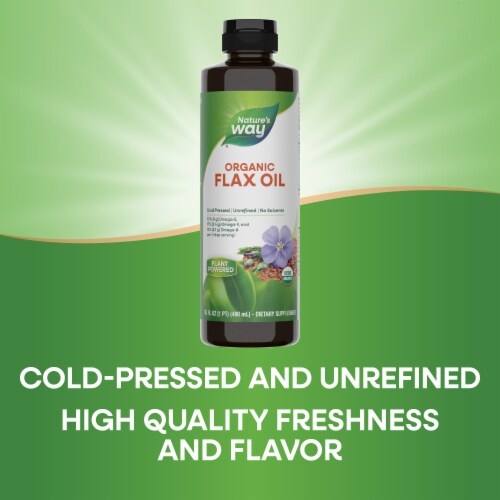 Nature's Way Organic Flax Omega 3 Omega 9 Omega 6 USDA Organic Cold Press Unrefined Oil Perspective: bottom