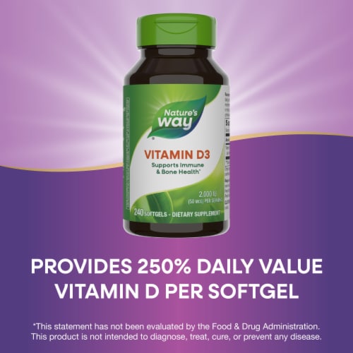 Nature's Way Vitamin D3 Softgels 50mcg Perspective: bottom