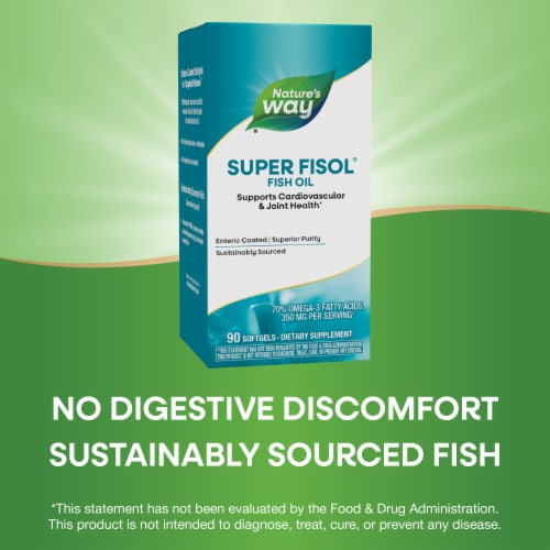 Nature's Way Super Fisol Fish Oil Cardiovascular and Joint Health Omega 3 Softgels Perspective: bottom