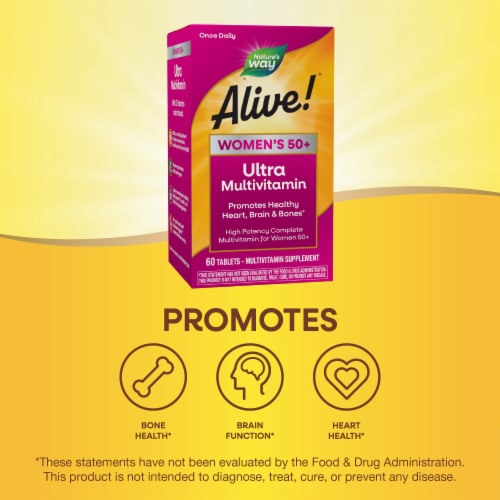 Nature's Way Alive! Women's 50+ Ultra Multivitamin With B-Vitamins Plant Based Blends Tablets Perspective: bottom