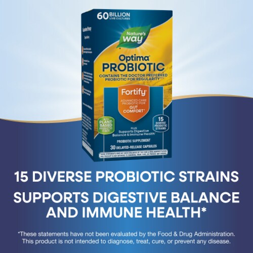 Nature's Way Fortify Optima Probiotic 15 Strains Capsules 60 Billion Live Cultures Perspective: bottom