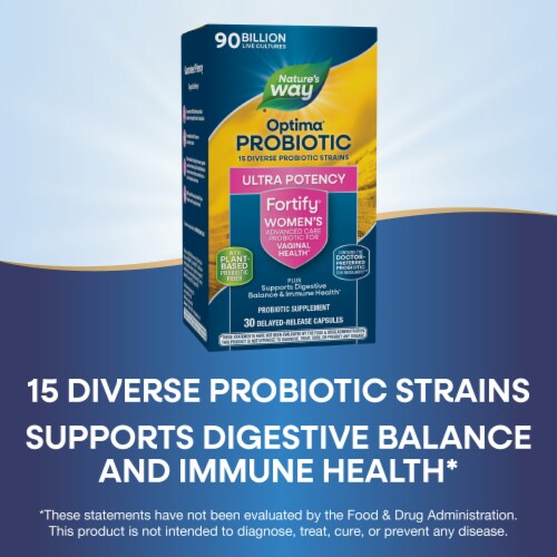 Nature's Way Fortify Optima Women's Probiotic 15 Strains Capsules 90 Billion Live Cultures Perspective: bottom