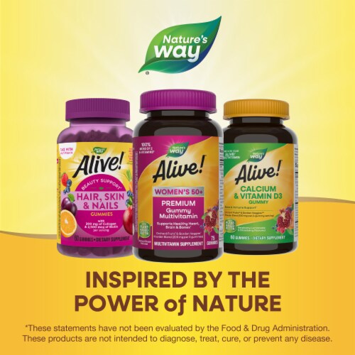 Nature's Way Alive! Women's 50+ Premium Multivitamin With B Vitamins Grape and Cherry Flavored Gummy Perspective: bottom