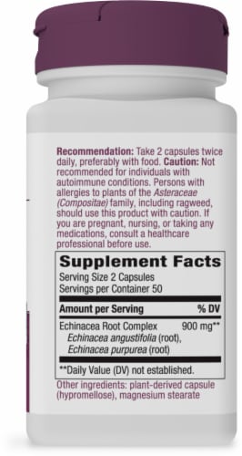 Nature's Way® Echinacea Root Complex Dietary Supplement Vegan Capsules 900mg Perspective: bottom