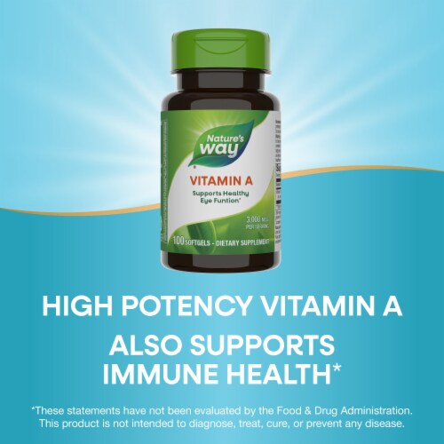 Nature's Way Vitamin A Healthy Eye Function High Potency Vitamin A Softgels 3000 mcg Per Serving Perspective: bottom