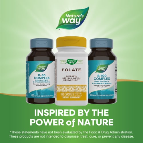 Nature's Way Folate Dietary Supplement Capsules Perspective: bottom