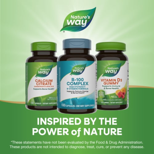 Nature's Way® B-100 Complex Dietary Supplement Capsules Perspective: bottom