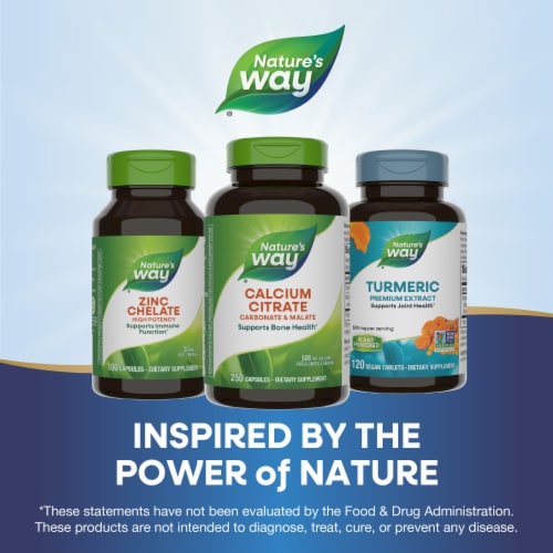 Nature's Way Calcium Citrate Carbonate and Malate Capsules 500 mg of Calcium per 2 Capsule Serving Perspective: bottom