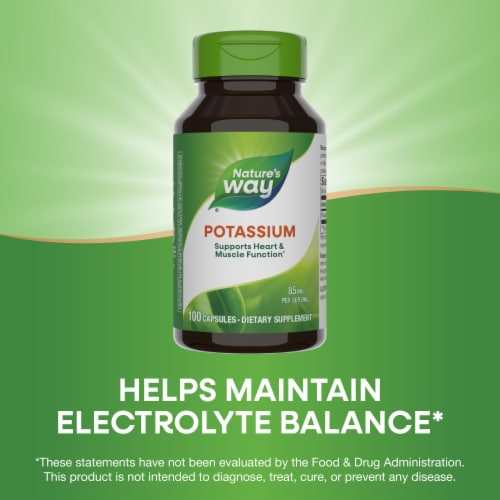Nature's Way Potassium Supports Heart and Muscle Function Capsules 99 mg Per Serving Perspective: bottom