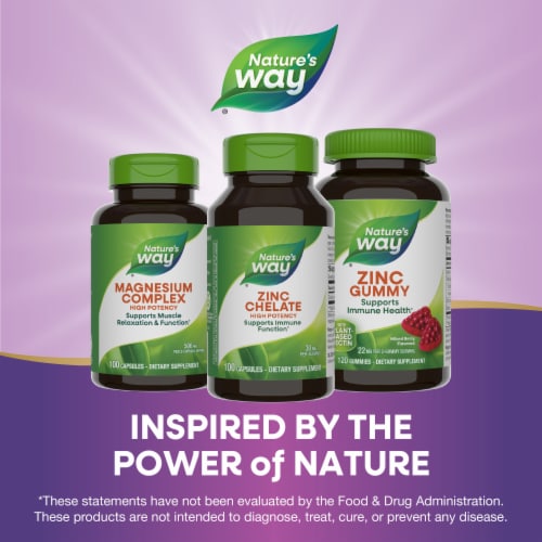 Nature's Way® Zinc Chelate Dietary Supplement Capsules Perspective: bottom
