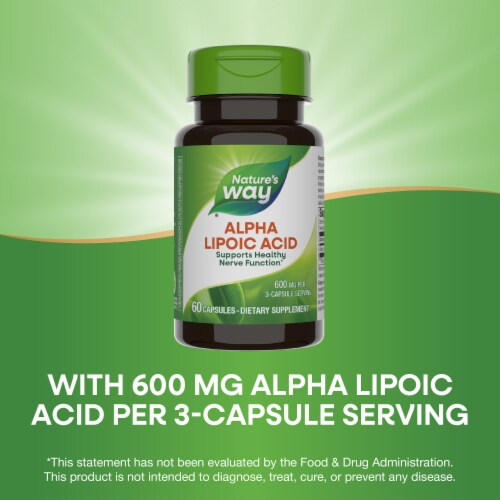 Nature's Way Alpha Lipoic Acid Supports Healthy Nerve Function Capsules 600 mg per 3-Capsule Serving Perspective: bottom