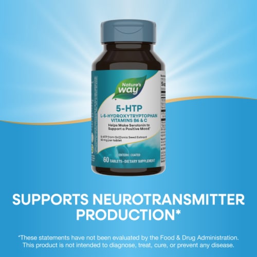Nature's Way 5-HTP Positive Mood Support 100 mg Per 2 Tablet Serving Perspective: bottom