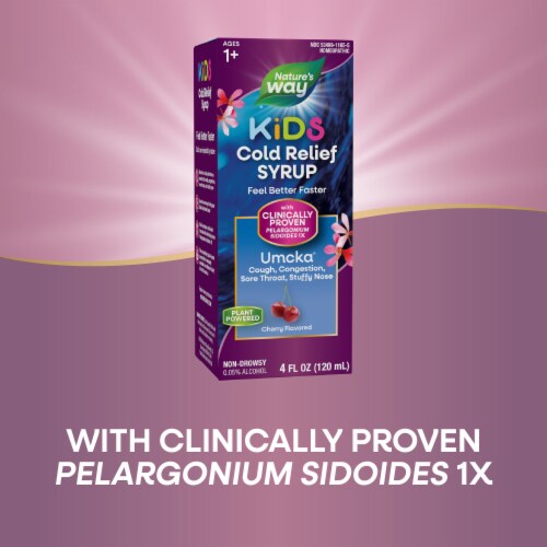 Nature's Way Kids Cold Relief Umcka Shortens Colds Homeopathic Cherry Flavored Syrup Perspective: bottom