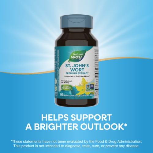 Nature's Way Premium Extract St. John's Wort Vegan Capsules 300 mg Extract per Serving Perspective: bottom