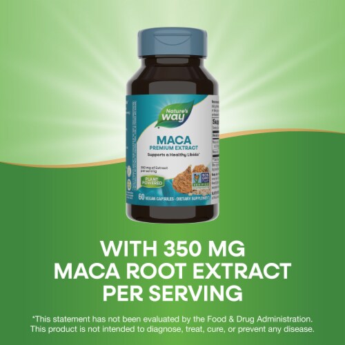 Nature's Way Maca Premium Extract Supports Healthy Libido Capsules 350 mg Per Serving Perspective: bottom