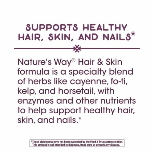 Nature's Way Hair & Skin Supplement Capsules Perspective: bottom