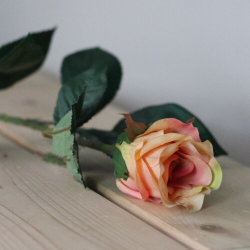 CC Home Furnishings 21 Peach Colored Budding Rose Decorative Artificial Floral Craft Pick Perspective: bottom