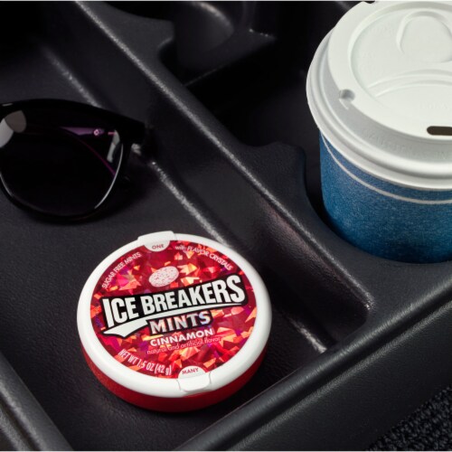 ICE BREAKERS Cinnamon Flavored Sugar Free Mints Puck Perspective: bottom