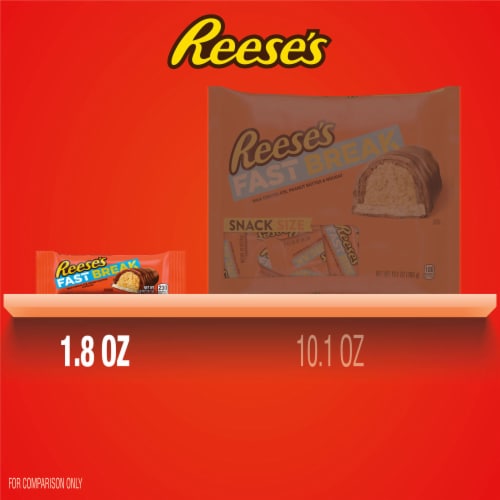 REESE'S FAST BREAK Milk Chocolate Peanut Butter and Nougat Candy Bar Perspective: bottom