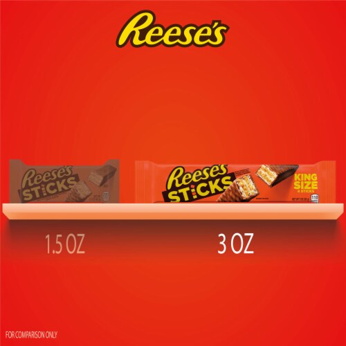 REESE'S STICKS Milk Chocolate Peanut Butter Wafer King Size Candy Pack Perspective: bottom
