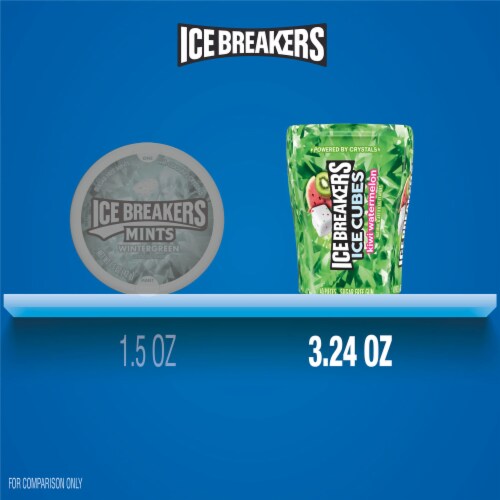 ICE BREAKERS Ice Cubes Kiwi Watermelon Flavored Sugar Free Chewing Gum Bottle Perspective: bottom