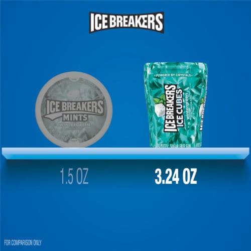 ICE BREAKERS ICE CUBES Wintergreen Flavored Sugar Free Chewing Gum Bottle Perspective: bottom