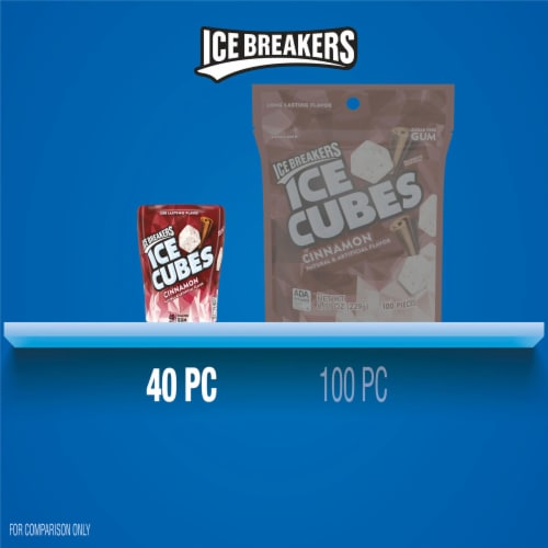 ICE BREAKERS Ice Cubes Cinnamon Sugar Free Chewing Gum Bottle Perspective: bottom