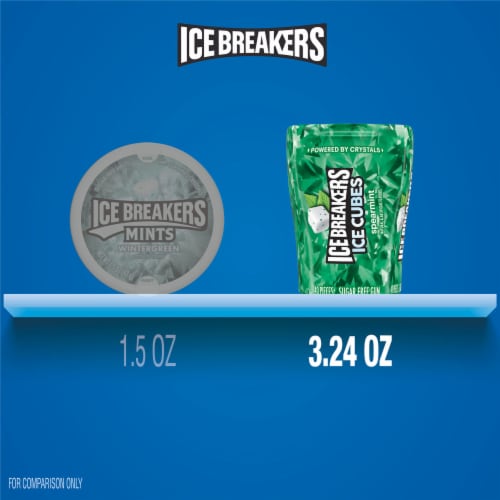 ICE BREAKERS Ice Cubes Spearmint Sugar Free Chewing Gum Bottle Perspective: bottom