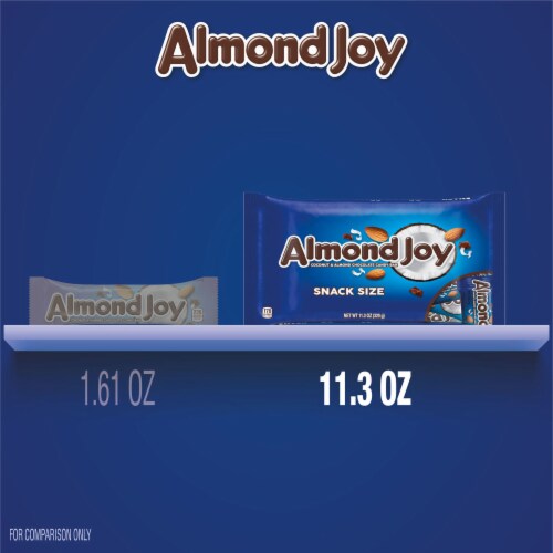 ALMOND JOY Coconut and Almond Chocolate Snack Size Candy Bag Perspective: bottom