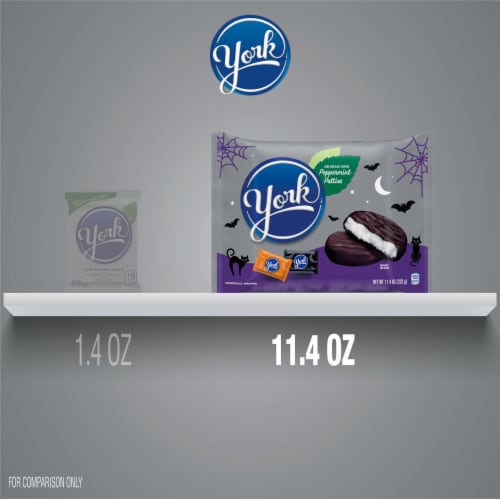 YORK Dark Chocolate Snack Size Peppermint Patties Halloween Candy Bag Perspective: bottom