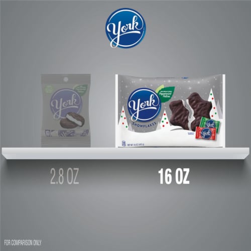 YORK Dark Chocolate Peppermint Patties Snowflakes Christmas Candy Bag Perspective: bottom