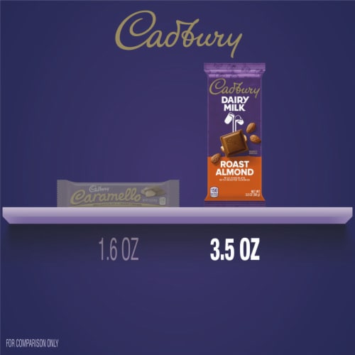 CADBURY DAIRY MILK Roast Almond Milk Chocolate with Roasted Almonds Candy Bar Perspective: bottom