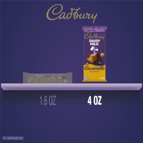 CADBURY DAIRY MILK CARAMELLO Milk Chocolate and Creamy Caramel Candy Bar Perspective: bottom