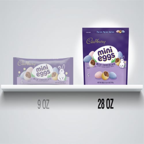 CADBURY MINI EGGS Milk Chocolate with a Crisp Sugar Shell Treats Easter Candy Resealable Bag Perspective: bottom