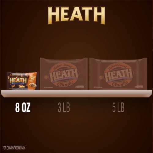 HEATH Milk Chocolate English Toffee Crisp Baking Bits Bag Perspective: bottom