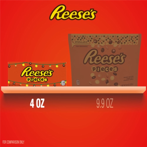 REESE'S PIECES Peanut Butter in a Crunchy Shell Candy Christmas Box Perspective: bottom