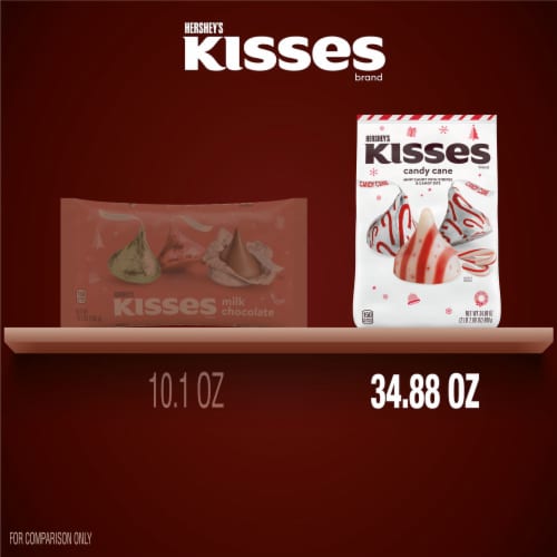 HERSHEY'S KISSES Candy Cane Flavored Christmas Candy Bulk Bag Perspective: bottom