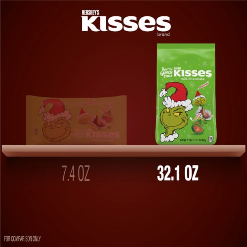 HERSHEY'S KISSES Grinch Milk Chocolate Christmas Candy Bag Perspective: bottom